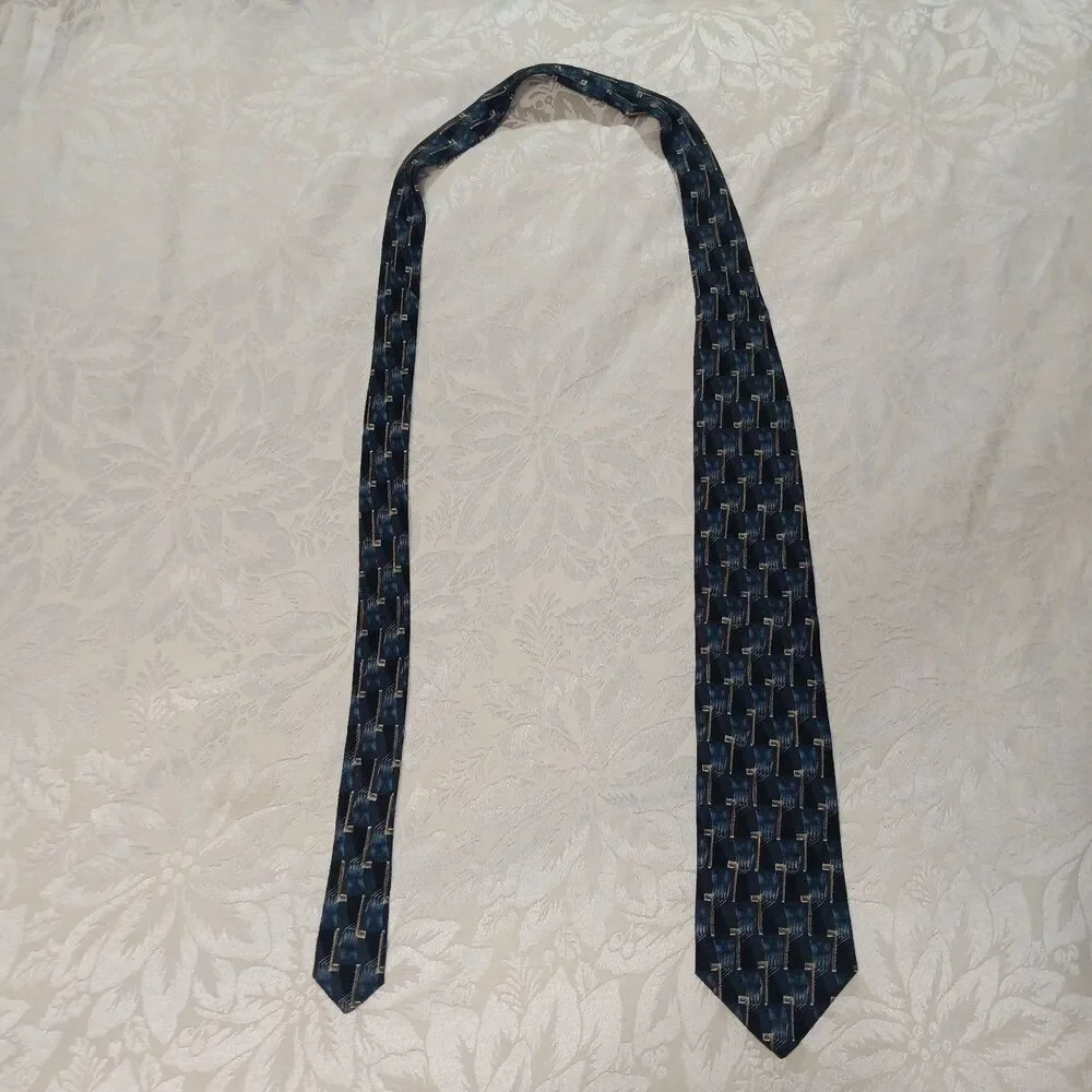 Vintage Barrington Silk Tie Mens Retro Abstract Geometric 3D Block Art Deco 58x4